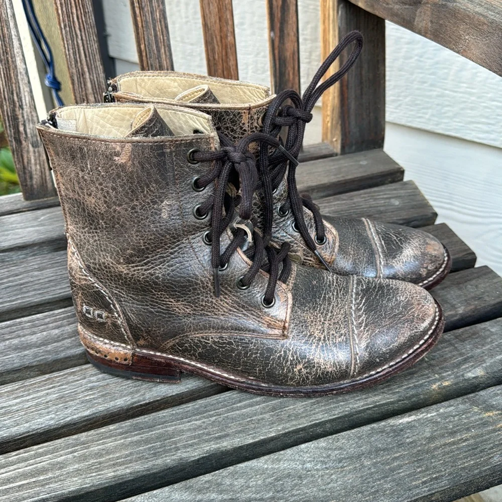 Bed Stu Laurel Distressed Combat Boot Size 7.5 - Picture 5 of 7